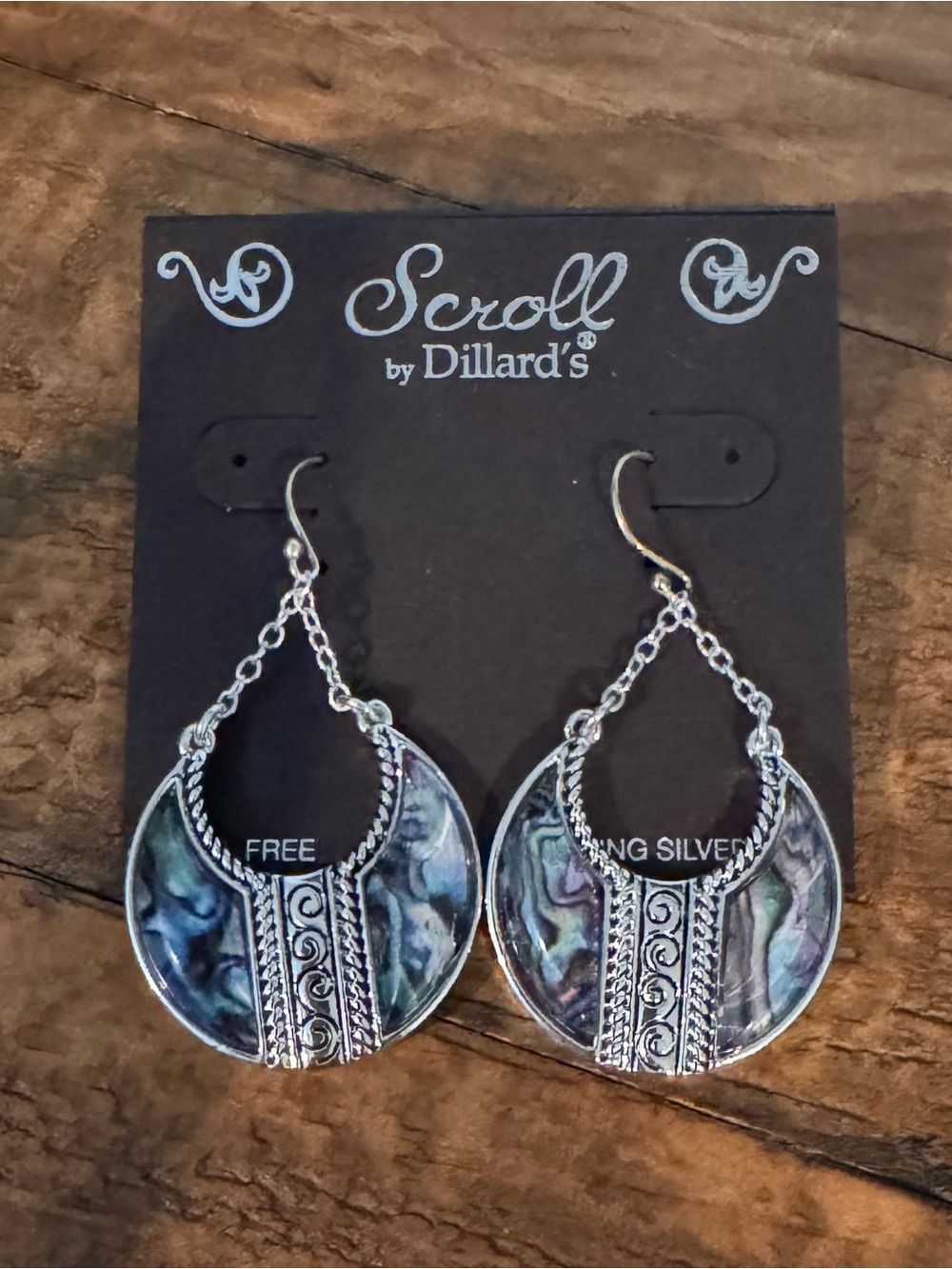 Scroll by Dillard's Silver-Tone Abalone Drop Earrings
